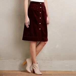 Anthropologie Holding Horses Brand Corduroy Snap Up Skirt - 2